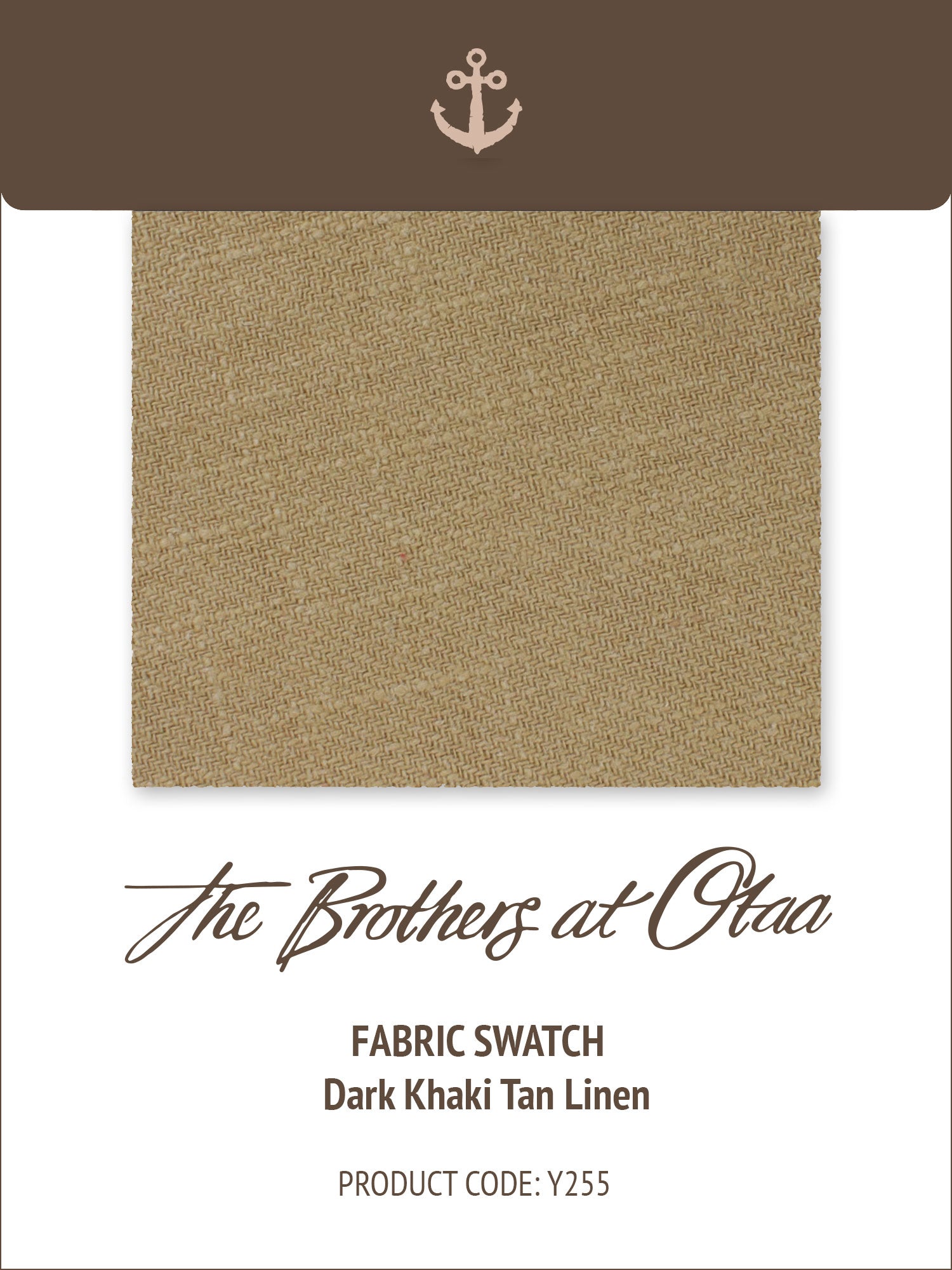 Dark Khaki Tan Linen Y255 Fabric Swatch