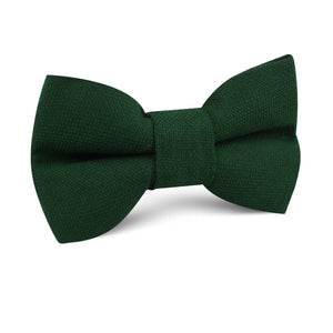 Dark Emerald Green Linen Kids Bow Tie