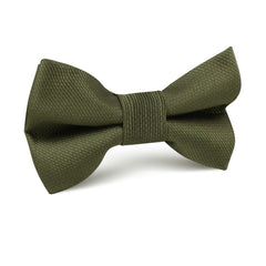 Dark Olive Green Weave Kids Bow Tie