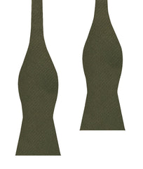Dark Olive Green Weave Self Bow Tie