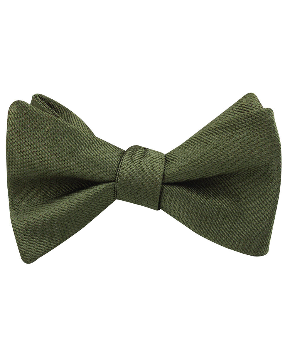 Dark Olive Green Weave Self Tied Bow Tie