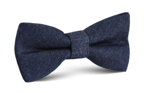 Dark Blue Raw Denim Linen Bow Tie