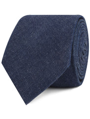 Dark Blue Raw Denim Linen Necktie