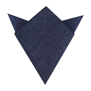 Dark Blue Raw Denim Linen Pocket Square