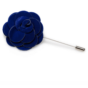 Dark Blue Velvet Lapel Flower