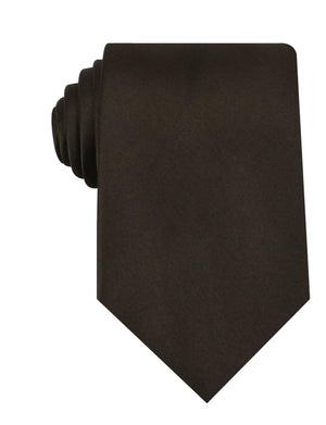 Dark Brown Truffle Satin Necktie