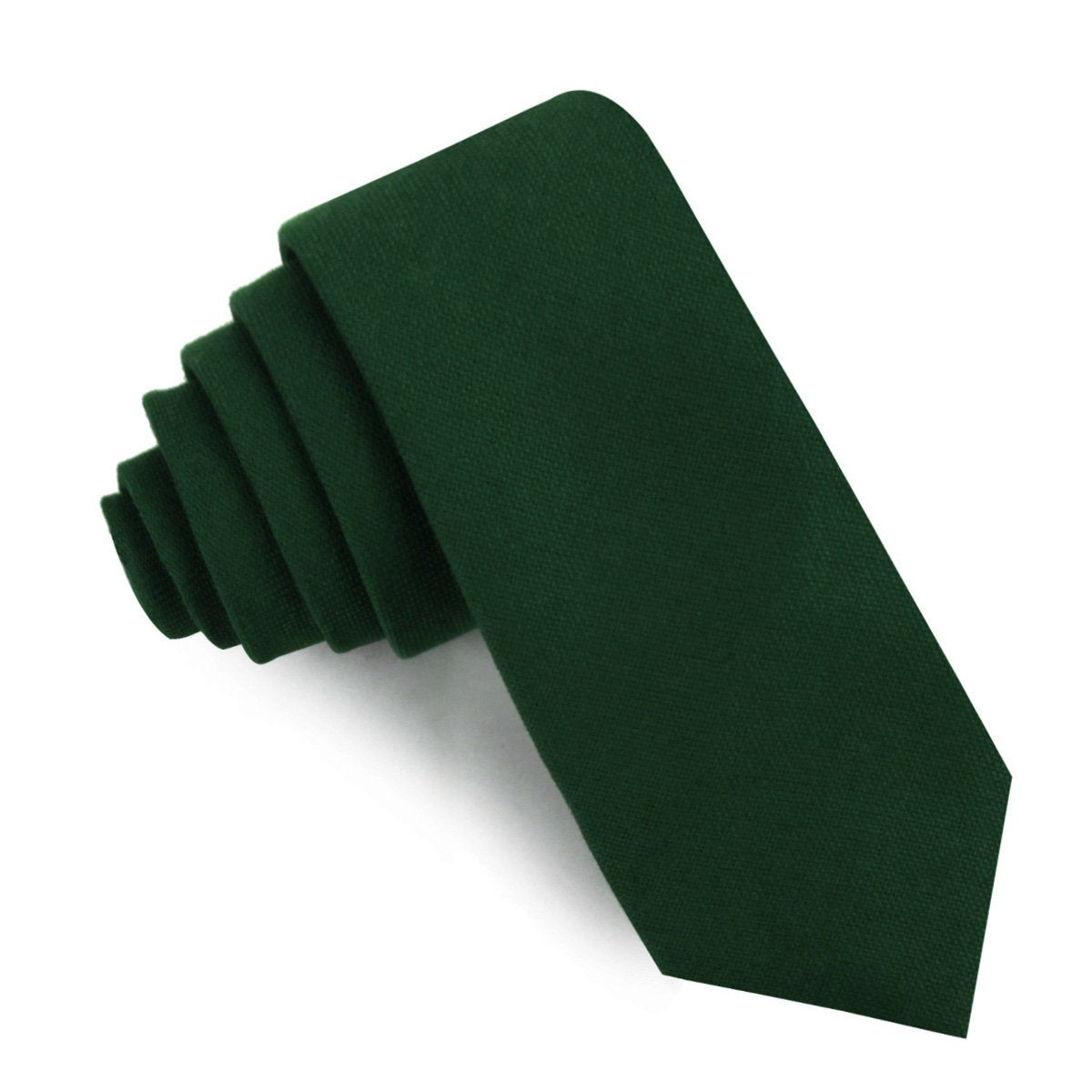Dark Emerald Green Linen Skinny Tie
