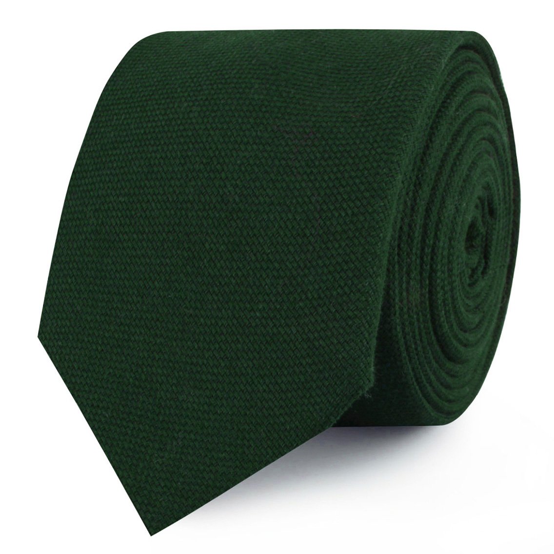Dark Emerald Green Linen Skinny Ties