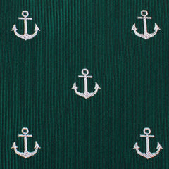 Dark Green Anchor Necktie Fabric