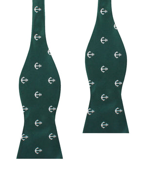 Dark Green Anchor Self Bow Tie