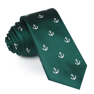 Dark Green Anchor Skinny Tie