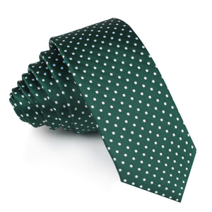 Dark Green Mini Polka Dots Skinny Tie