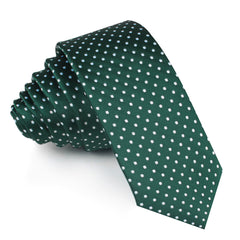 Dark Green Mini Polka Dots Skinny Tie | Men's Emerald Dotted Slim Ties ...