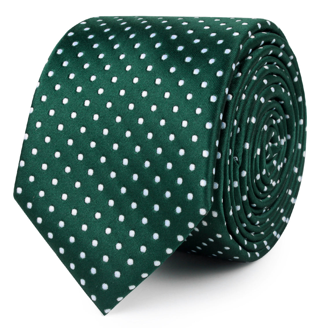Dark Green Mini Polka Dots Skinny Ties