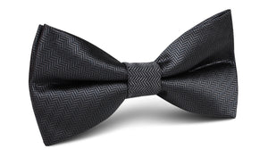 Dark Grey Herringbone Bow Tie