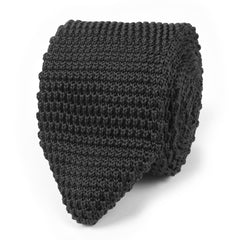 Dark Grey Pointed Knitted Tie