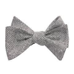 Dark Grey Tweed Linen Self Tie Bow Tie 1