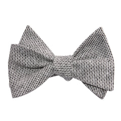 Dark Grey Tweed Linen Self Tie Bow Tie 2