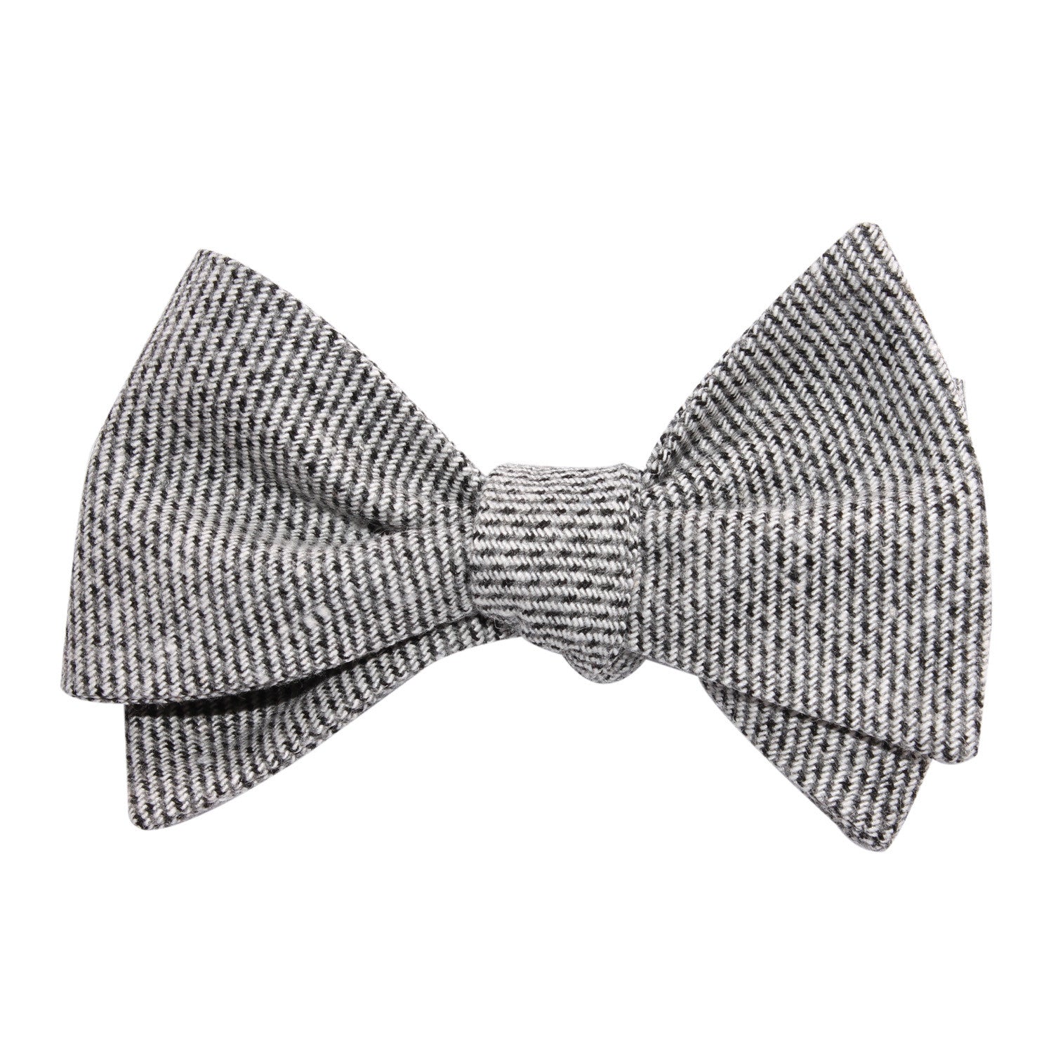 Dark Grey Tweed Linen Self Tie Bow Tie 3