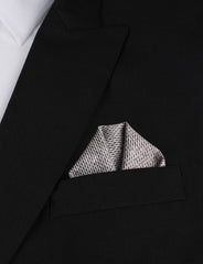 Dark Grey Tweed Linen Winged Puff Pocket Square Fold
