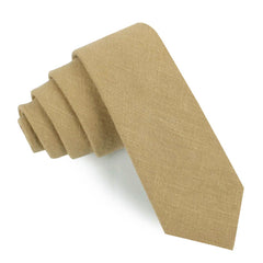 Dark Khaki Tan Linen Skinny Tie