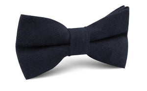 Dark Midnight Blue Linen Bow Tie