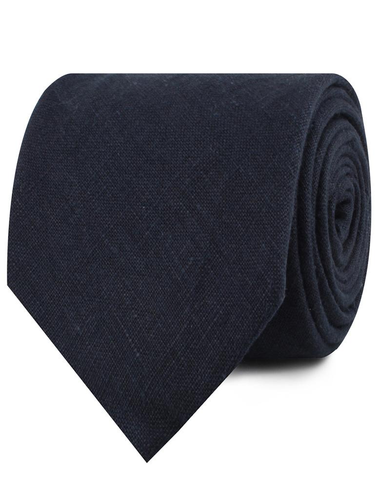 Dark Midnight Blue Linen Neckties