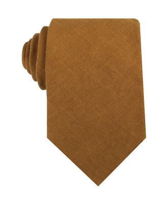 Dark Mustard Brown Linen Necktie