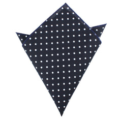 Dark Navy Blue Cotton with Mini White Polka Dots Pocket Square