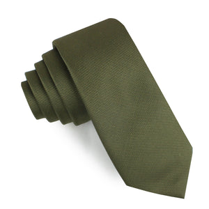 Dark Olive Green Weave Skinny Tie