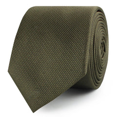 Dark Olive Green Weave Skinny Ties