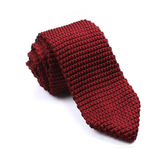 Dark Rosewood Maroon Pointed Knitted Tie OTAA