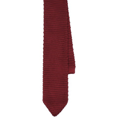Dark Rosewood Maroon Pointed Knitted Tie  Shape View