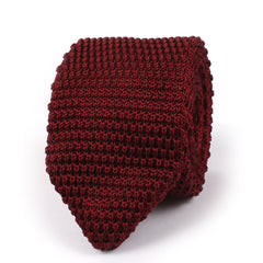 Dark Rosewood Maroon Pointed Knitted Tie