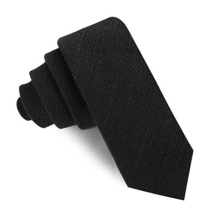Mr Martin Black Linen Skinny Tie