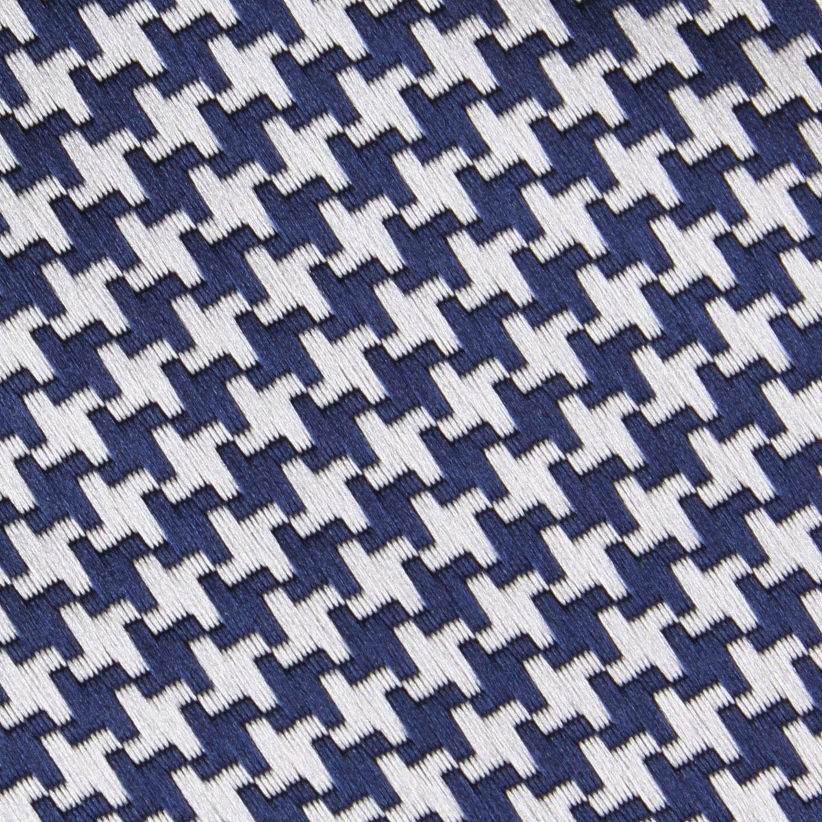 Deep Blue Houndstooth Fabric Skinny Tie