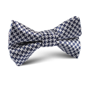 Deep Blue Houndstooth Kids Bow Tie