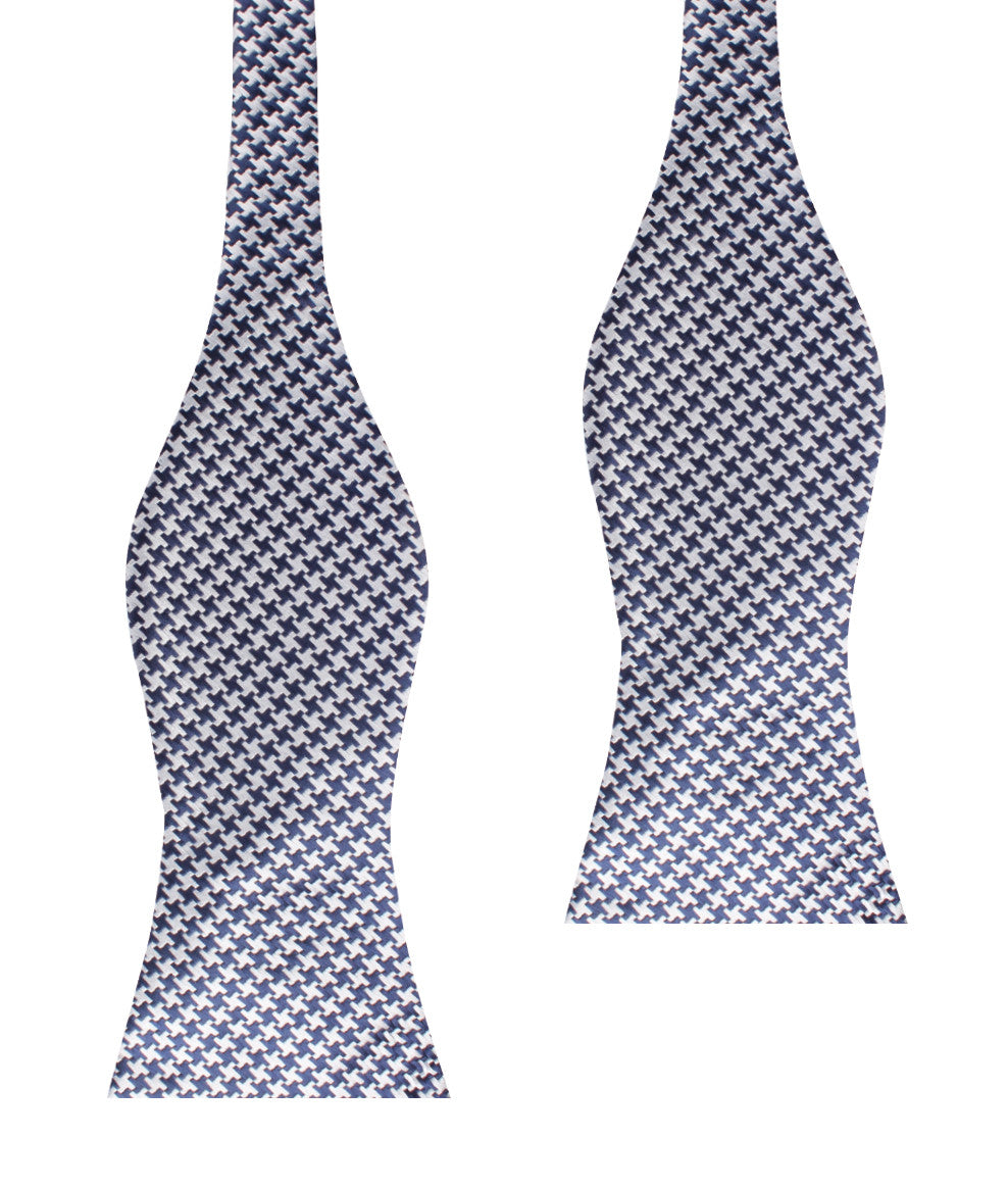 Deep Blue Houndstooth Self Bow Tie