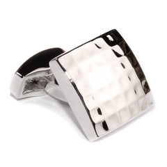 Dented Silver Square Grid Cufflinks Middle OTAA
