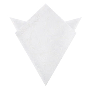 Diamond White Teardrop Paisley Pocket Square