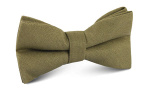 Dry Green Khaki Linen Bow Tie