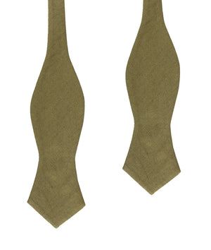 Dry Green Khaki Linen Diamond Self Bow Tie