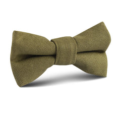 Dry Green Khaki Linen Kids Bow Tie