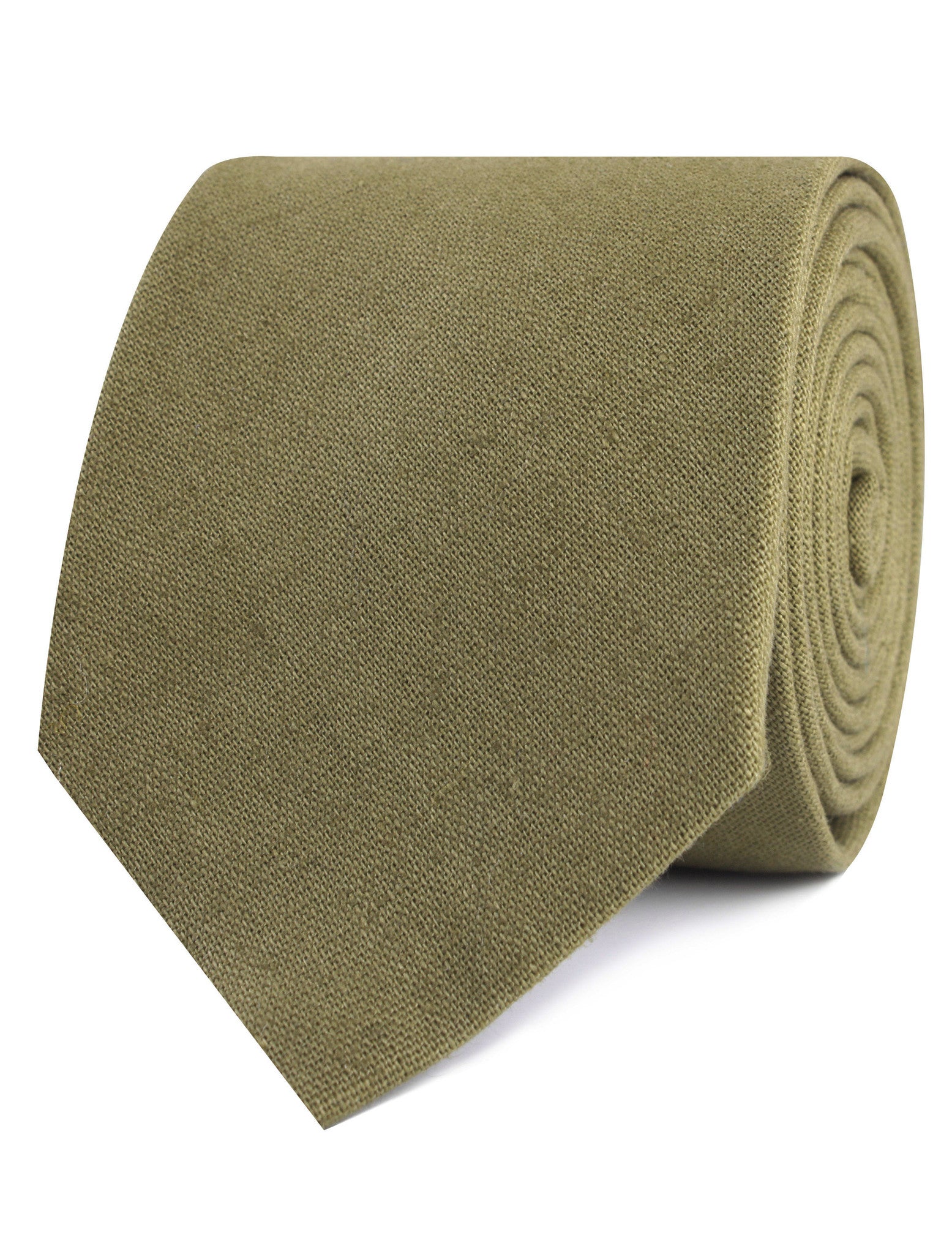 Dry Green Khaki Linen Necktie