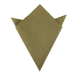 Dry Green Khaki Linen Pocket Square
