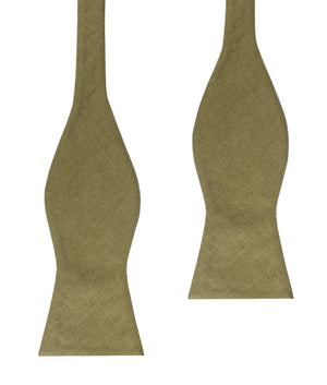 Dry Green Khaki Linen Self Bow Tie
