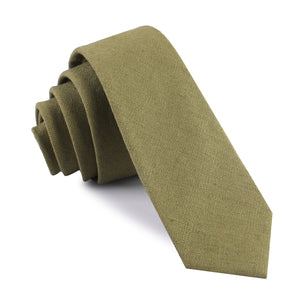 Dry Green Khaki Linen Skinny Tie