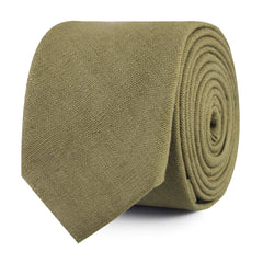 Dry Green Khaki Linen Slim Tie
