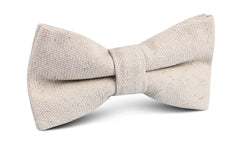 Dry Khaki White Linen Bow Tie