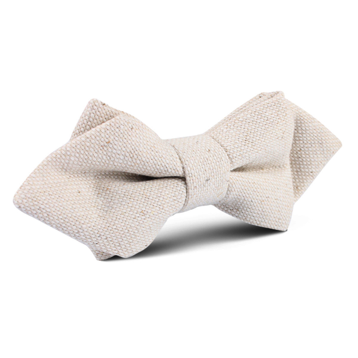 Dry Khaki White Linen Diamond Bow Tie